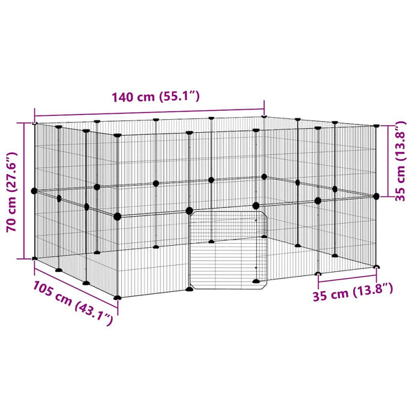 vidaXL 28-Piece Pet Cage with Door Black 35x35 cm Steel