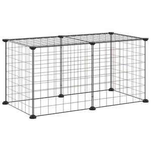 vidaXL 8-Panel Pet Playpen Black 35x35 cm Steel