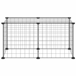 vidaXL 8-Panel Pet Playpen Black 35x35 cm Steel