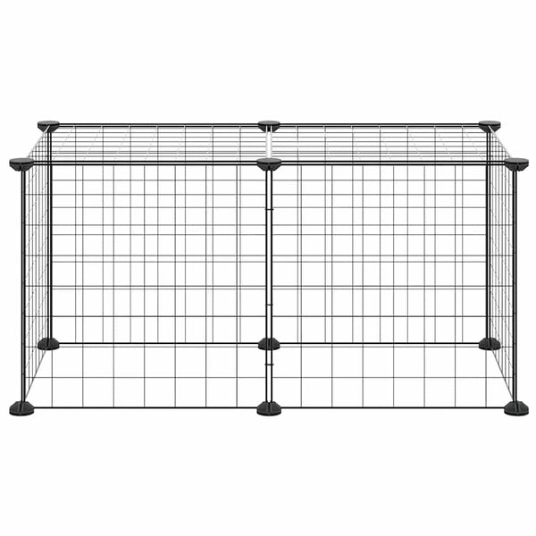 vidaXL 8-Panel Pet Playpen Black 35x35 cm Steel