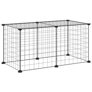 vidaXL 8-Panel Pet Playpen Black 35x35 cm Steel