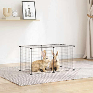 vidaXL 8-Panel Pet Playpen Black 35x35 cm Steel