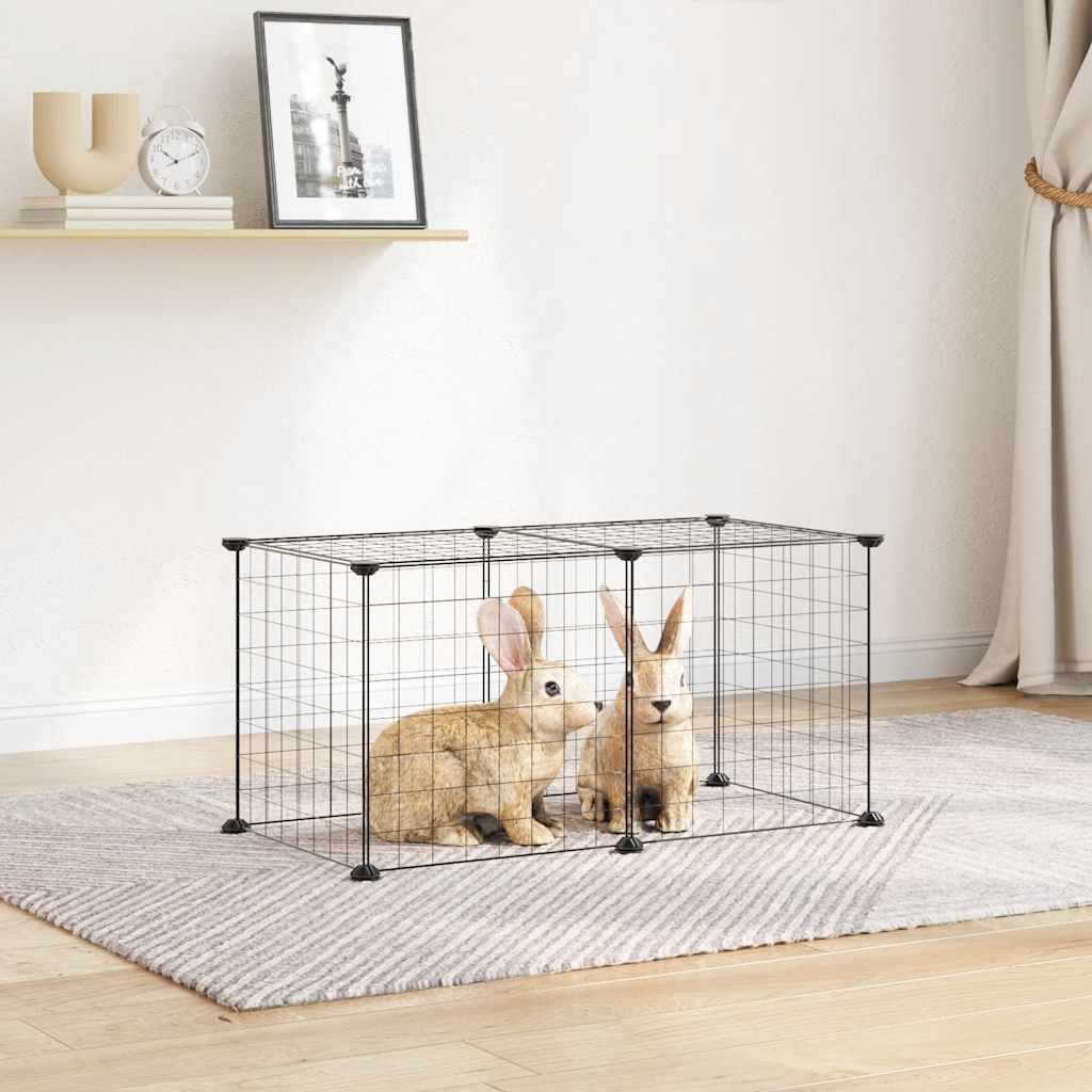 vidaXL 8-Panel Pet Playpen Black 35x35 cm Steel