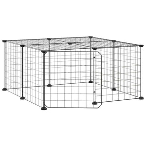 vidaXL 12-Piece Pet Playpen with Door Black 35x35 cm Steel
