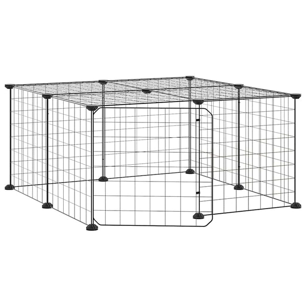 vidaXL 12-Piece Pet Playpen with Door Black 35x35 cm Steel