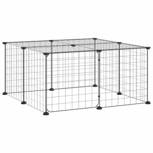 vidaXL 12-Piece Pet Playpen with Door Black 35x35 cm Steel