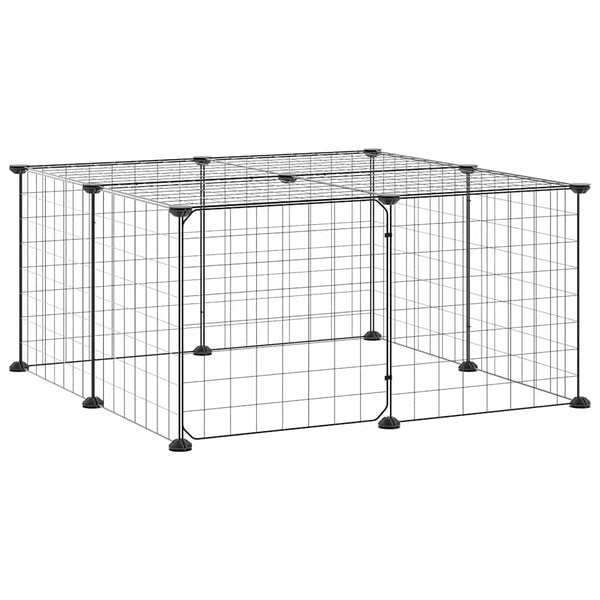 vidaXL 12-Piece Pet Playpen with Door Black 35x35 cm Steel