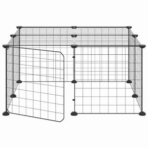 vidaXL 12-Piece Pet Playpen with Door Black 35x35 cm Steel