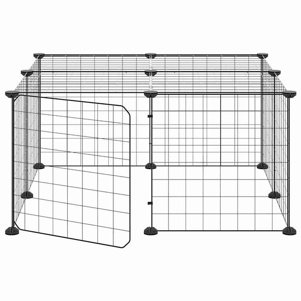 vidaXL 12-Piece Pet Playpen with Door Black 35x35 cm Steel
