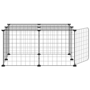 vidaXL 12-Piece Pet Playpen with Door Black 35x35 cm Steel