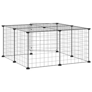 vidaXL 12-Piece Pet Playpen with Door Black 35x35 cm Steel