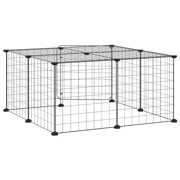 vidaXL 12-Piece Pet Playpen with Door Black 35x35 cm Steel