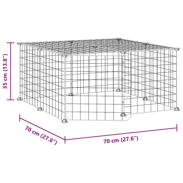 vidaXL 12-Piece Pet Playpen with Door Black 35x35 cm Steel