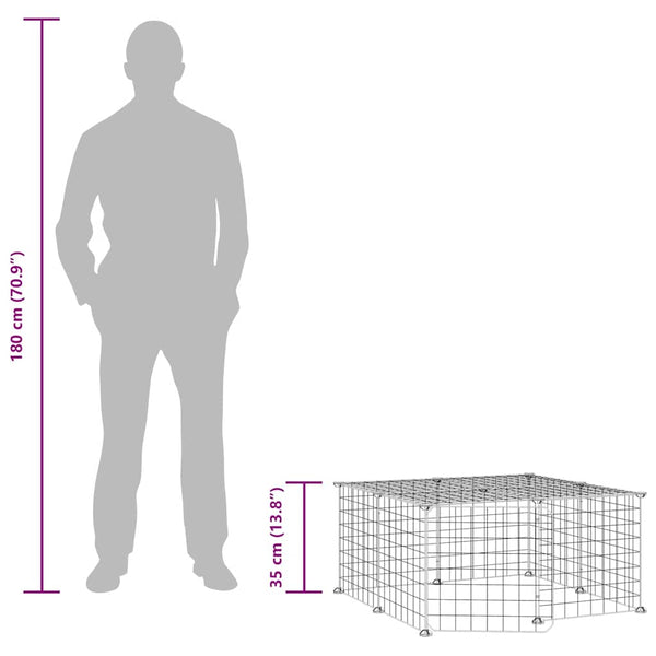 vidaXL 12-Piece Pet Playpen with Door Black 35x35 cm Steel