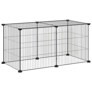 vidaXL 8-Panel Pet Playpen Black 35x35 cm Steel