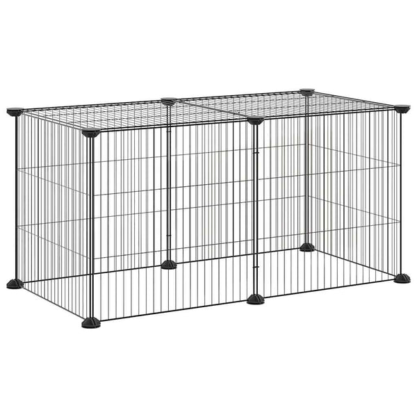 vidaXL 8-Panel Pet Playpen Black 35x35 cm Steel