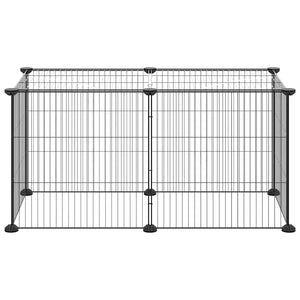 vidaXL 8-Panel Pet Playpen Black 35x35 cm Steel
