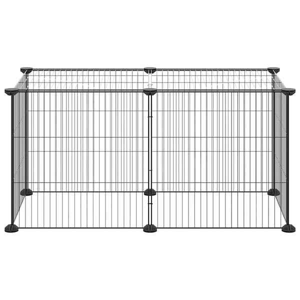 vidaXL 8-Panel Pet Playpen Black 35x35 cm Steel
