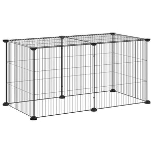 vidaXL 8-Panel Pet Playpen Black 35x35 cm Steel