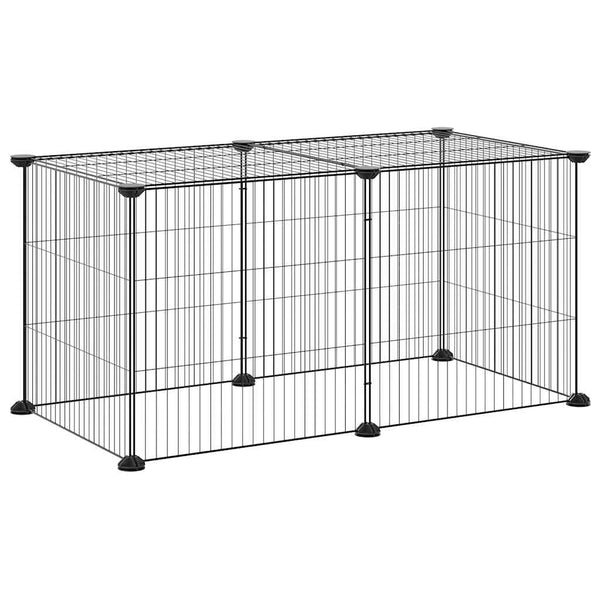vidaXL 8-Panel Pet Playpen Black 35x35 cm Steel