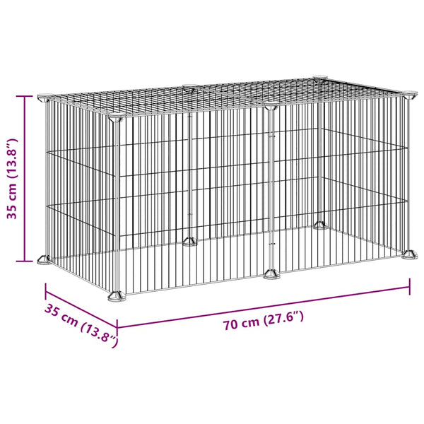 vidaXL 8-Panel Pet Playpen Black 35x35 cm Steel