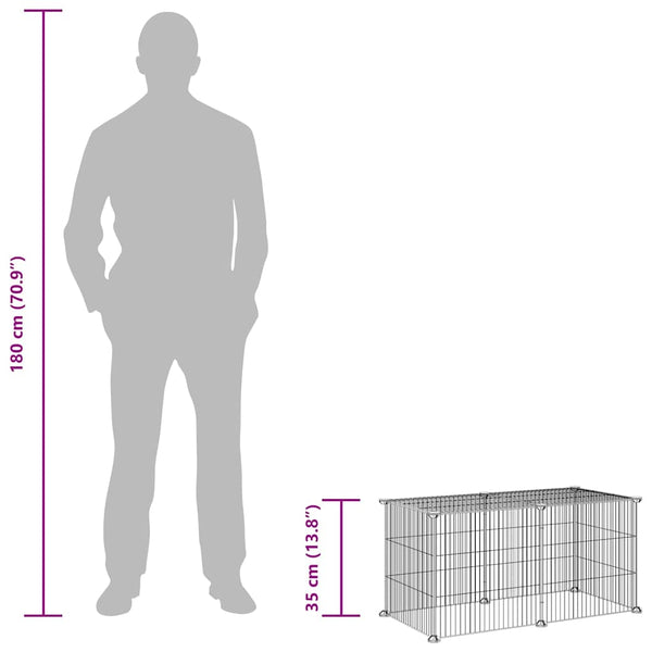 vidaXL 8-Panel Pet Playpen Black 35x35 cm Steel