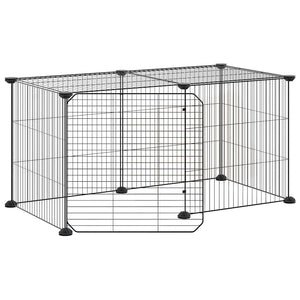 vidaXL 8-Panel Pet Playpen with Door Black 35x35 cm Steel