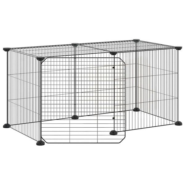 vidaXL 8-Panel Pet Playpen with Door Black 35x35 cm Steel