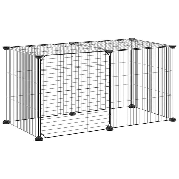 vidaXL 8-Panel Pet Playpen with Door Black 35x35 cm Steel