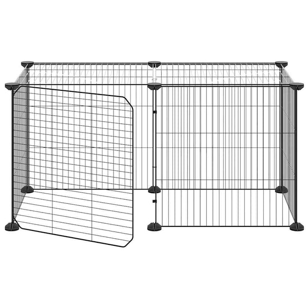vidaXL 8-Panel Pet Playpen with Door Black 35x35 cm Steel