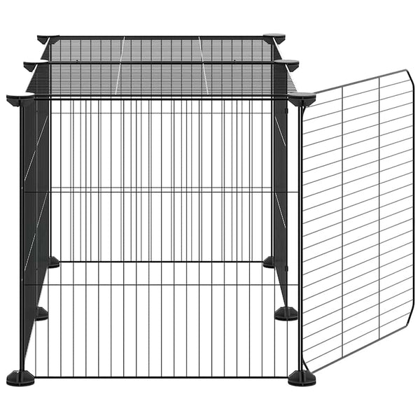 vidaXL 8-Panel Pet Playpen with Door Black 35x35 cm Steel