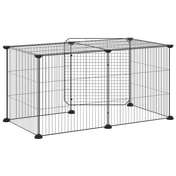 vidaXL 8-Panel Pet Playpen with Door Black 35x35 cm Steel