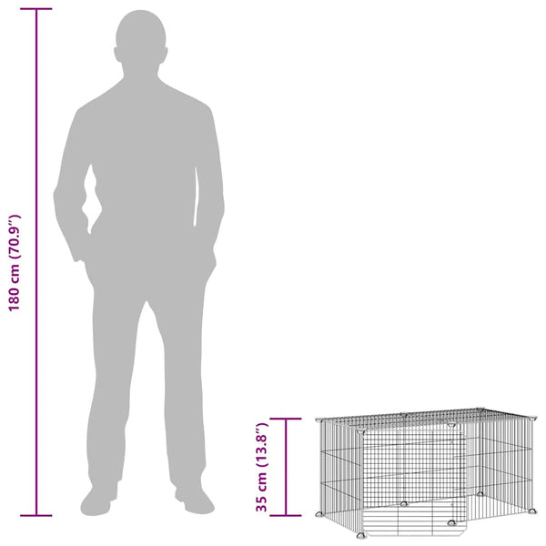 vidaXL 8-Panel Pet Playpen with Door Black 35x35 cm Steel