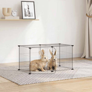 vidaXL 8-Panel Pet Playpen with Door Black 35x35 cm Steel
