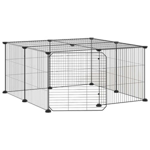 vidaXL 12-Piece Pet Playpen with Door Black 35x35 cm Steel