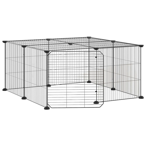 vidaXL 12-Piece Pet Playpen with Door Black 35x35 cm Steel