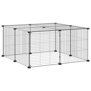 vidaXL 12-Piece Pet Playpen with Door Black 35x35 cm Steel