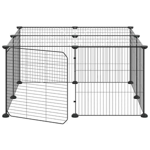 vidaXL 12-Piece Pet Playpen with Door Black 35x35 cm Steel
