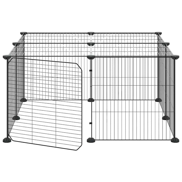vidaXL 12-Piece Pet Playpen with Door Black 35x35 cm Steel