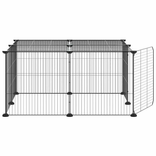 vidaXL 12-Piece Pet Playpen with Door Black 35x35 cm Steel