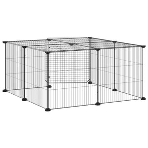 vidaXL 12-Piece Pet Playpen with Door Black 35x35 cm Steel