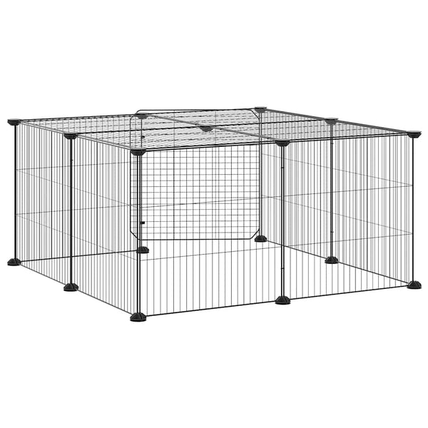 vidaXL 12-Piece Pet Playpen with Door Black 35x35 cm Steel