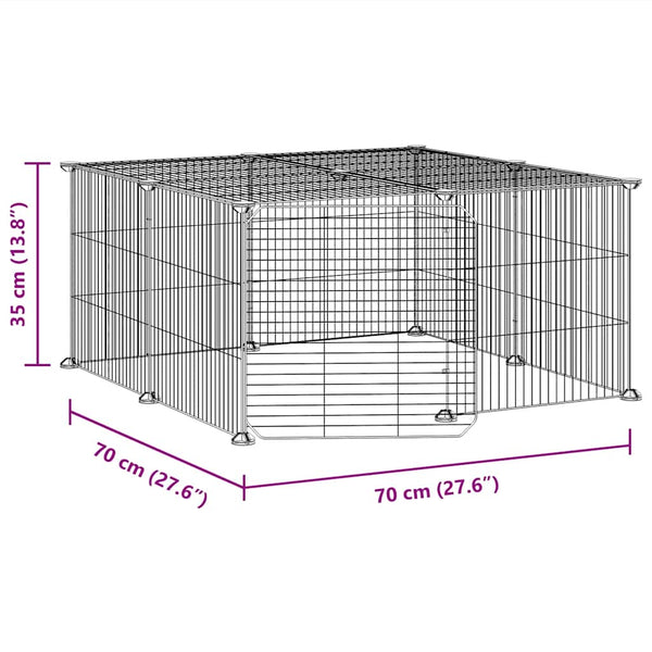 vidaXL 12-Piece Pet Playpen with Door Black 35x35 cm Steel