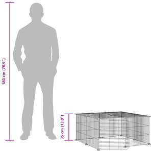 vidaXL 12-Piece Pet Playpen with Door Black 35x35 cm Steel