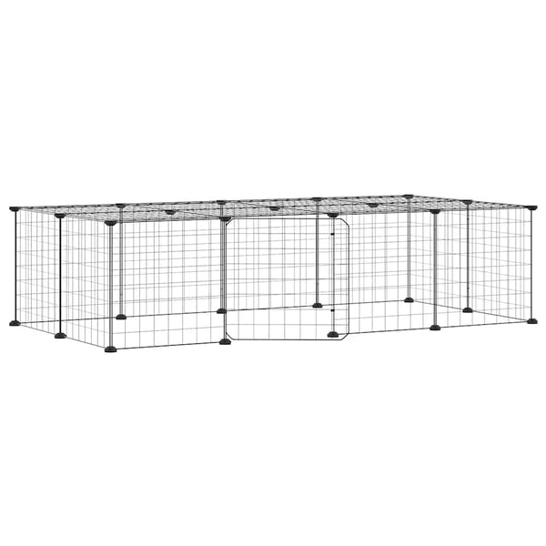 vidaXL 20-piece Pet Cage with Door Black 35x35 cm Steel