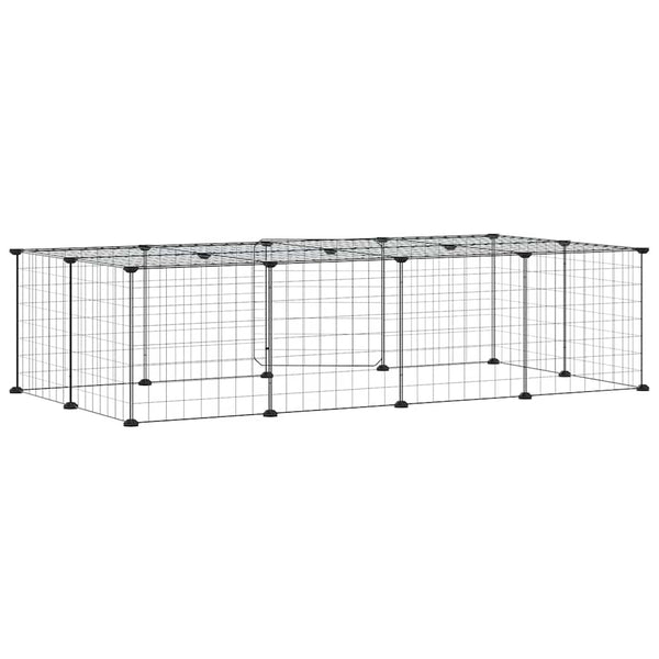 vidaXL 20-piece Pet Cage with Door Black 35x35 cm Steel