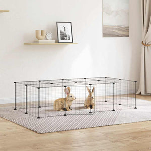 vidaXL 20-piece Pet Cage with Door Black 35x35 cm Steel