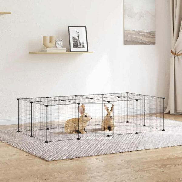 vidaXL 20-piece Pet Cage with Door Black 35x35 cm Steel