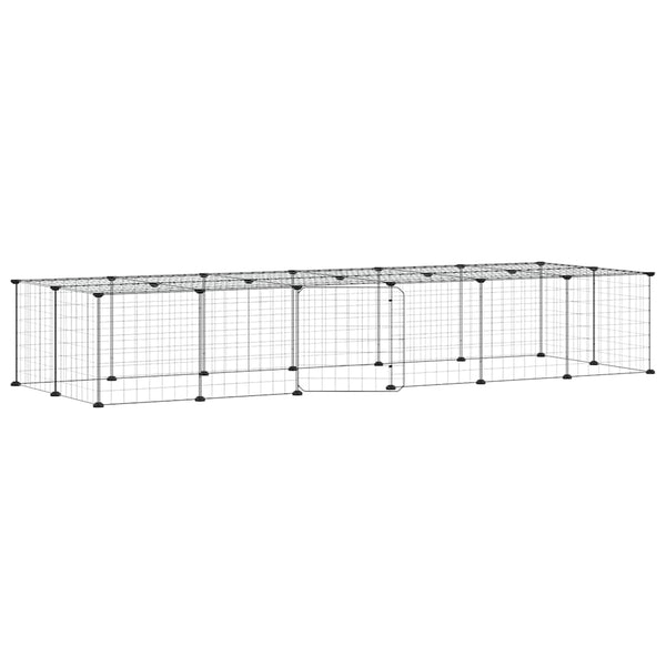 vidaXL 28-Piece Pet Cage with Door Black 35x35 cm Steel