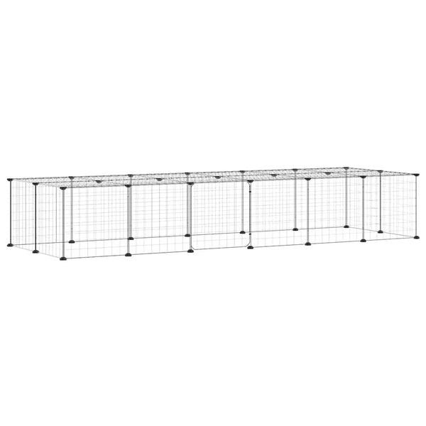 vidaXL 28-Piece Pet Cage with Door Black 35x35 cm Steel